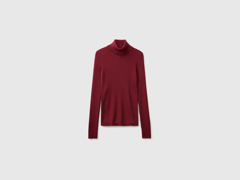 Camisola de gola alta canelada em mistura de seda e lã - ucb_image_FS