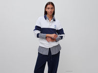 Polo branco e azul Benetton Rugby 100% algodão - ucb_image_FY
