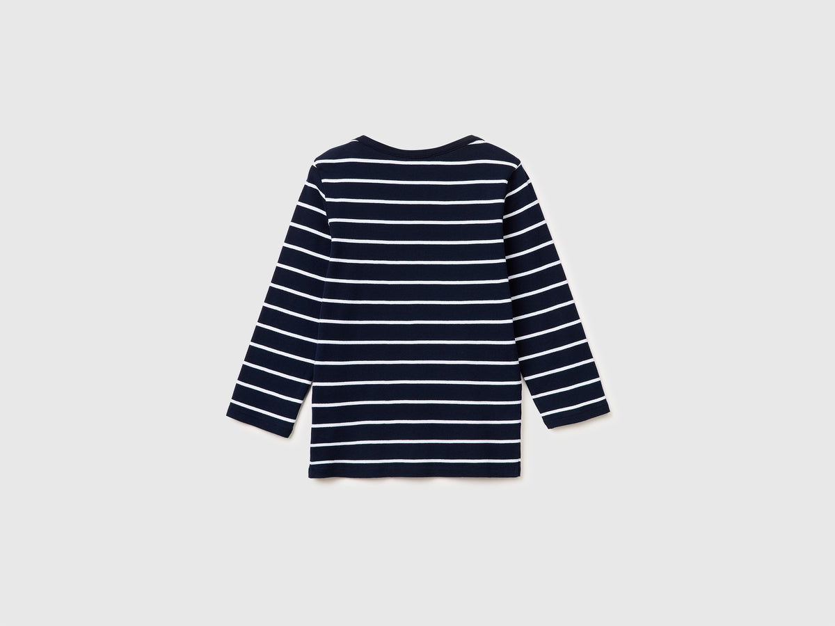 T-shirt às riscas com decote à barco - ucb_image_BS