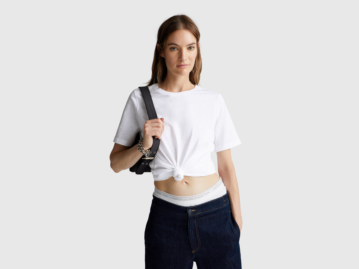 T-shirt de gola redonda em algodão flamé - ucb_image_F