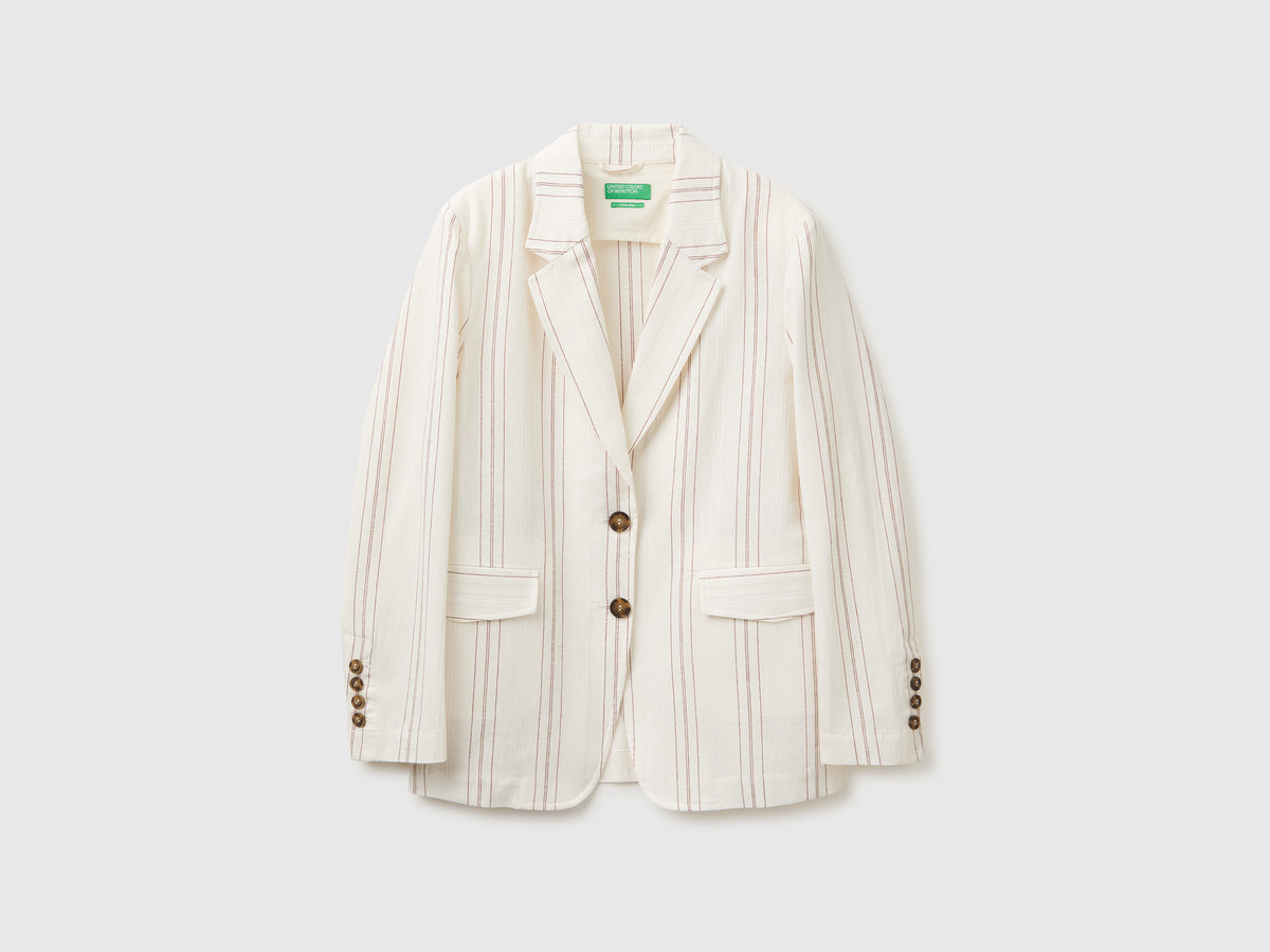 Striped linen blend blazer - ucb_image_FS