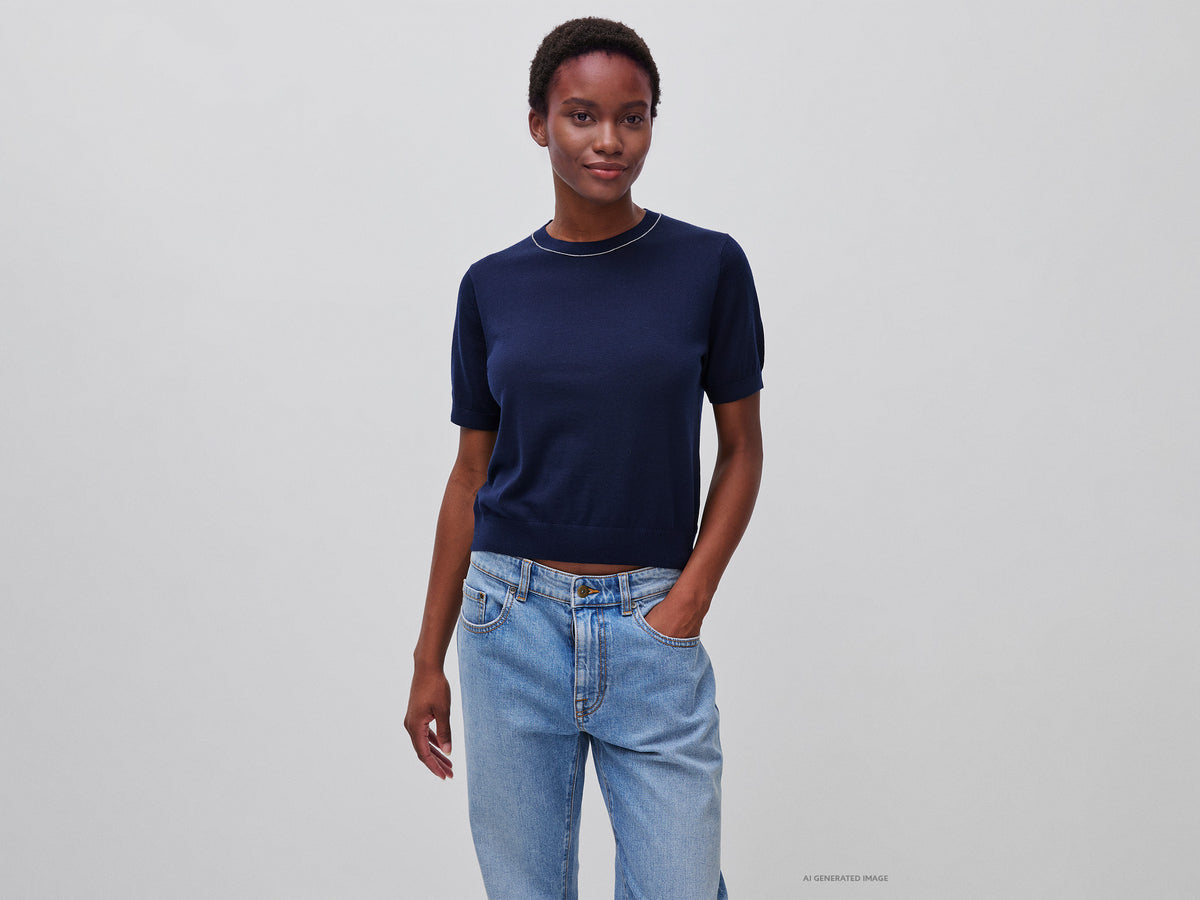 Camisola de manga curta em pura lã Merino - ucb_image_F