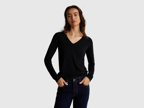 Camisola com decote em V em algodão puro - ucb_image_F