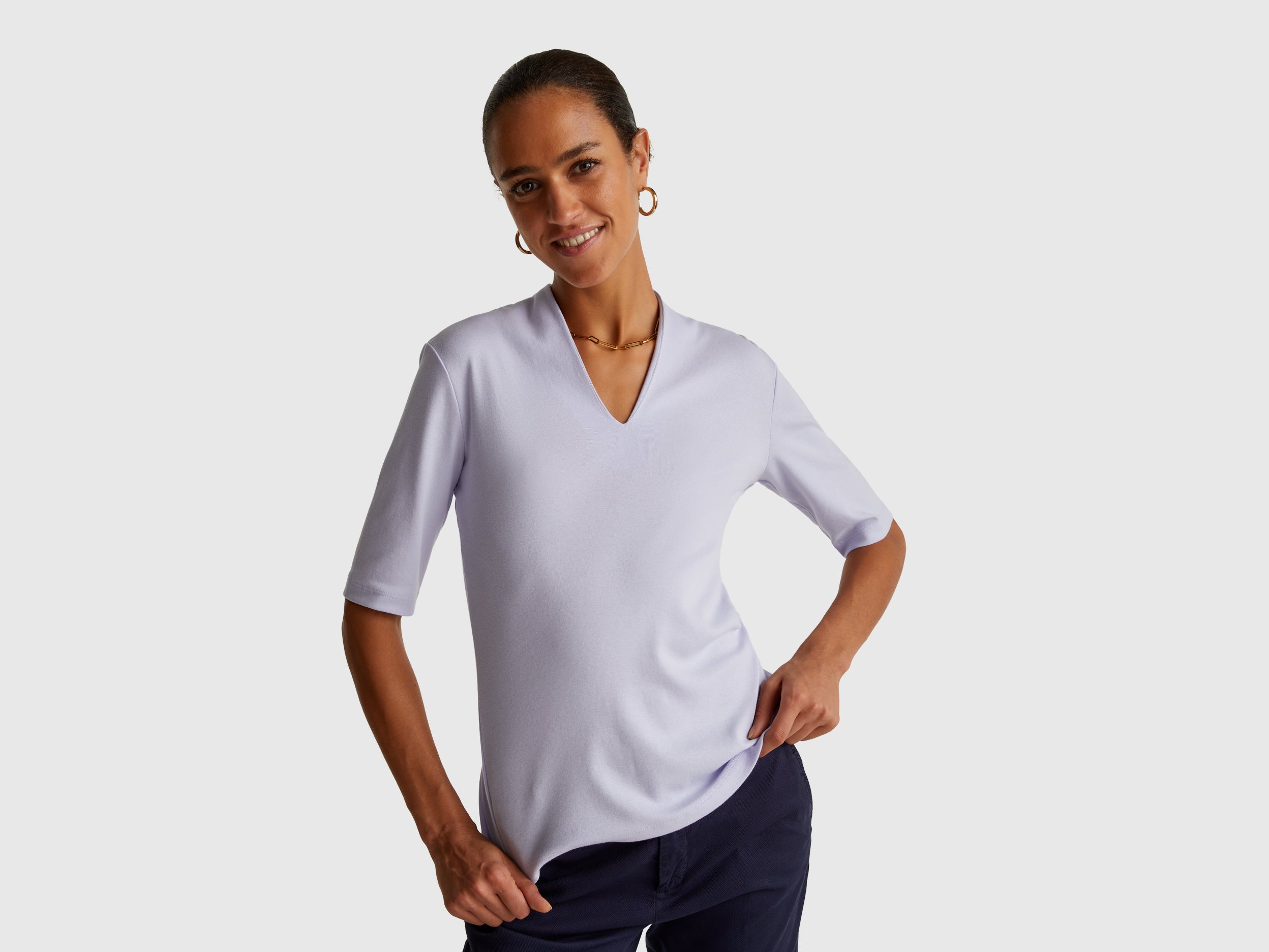 T-shirt slim fit em algodão de fibra longa - ucb_image_F