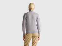 Camisola de gola alta cinza mélange em pura lã Merino - ucb_image_B