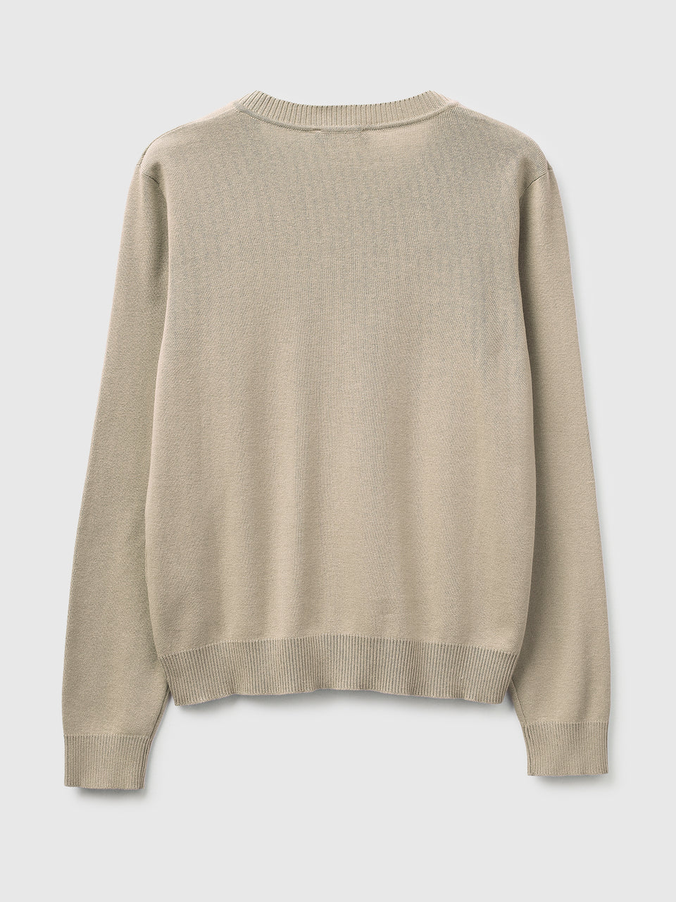 Camisola bege em algodão tricot com decote em V - ucb_image_BS