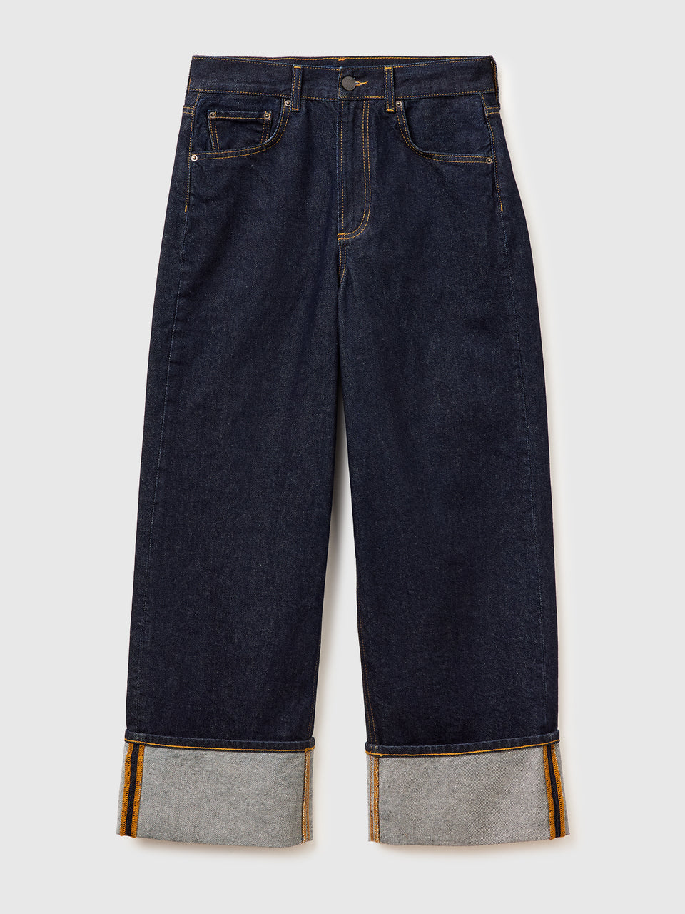 Jeans cropped com dobra lavagem rinse - ucb_image_FS