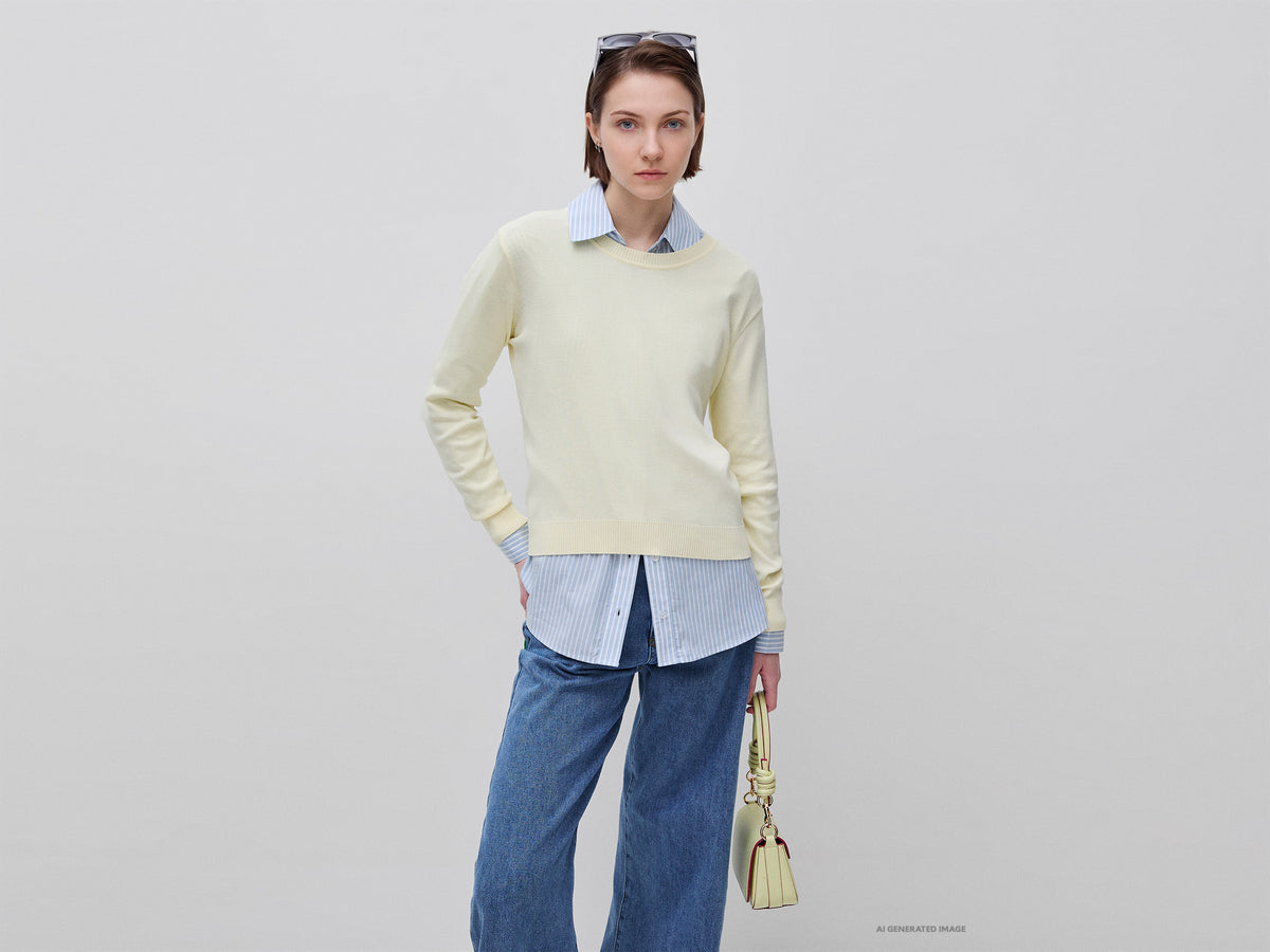 Camisola amarelo claro em algodão tricot - ucb_image_F