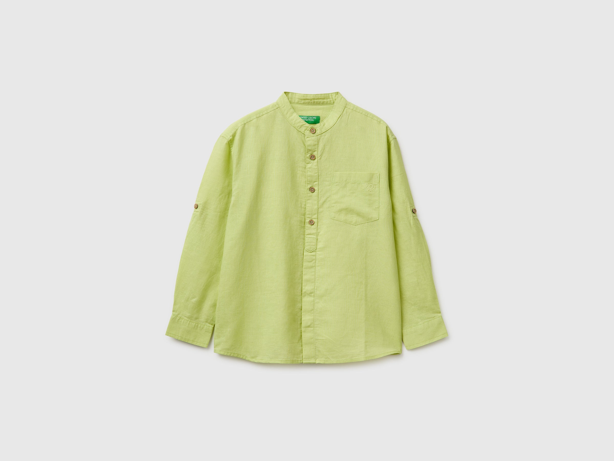 Linen blend mandarin collar shirt - ucb_image_FS