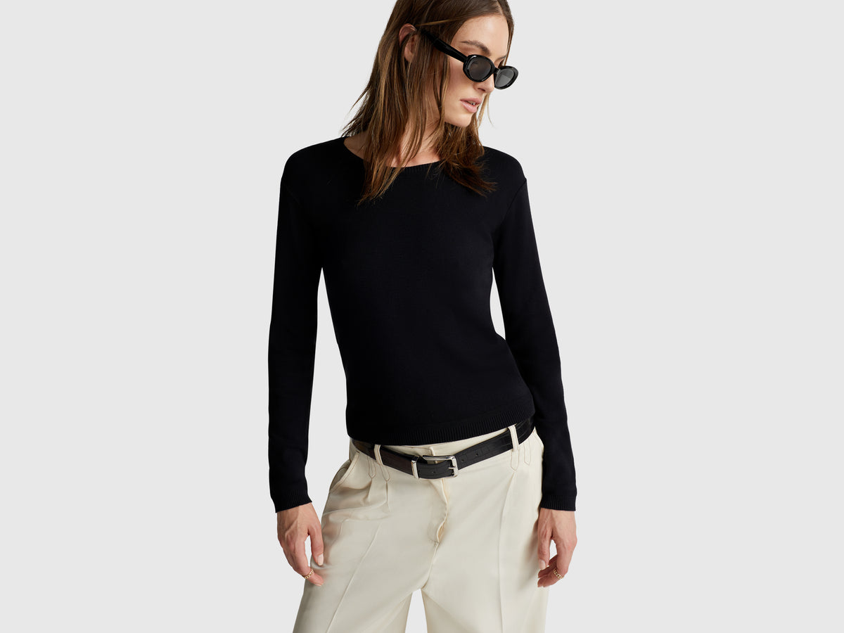 Camisola de gola redonda em algodão puro - ucb_image_F