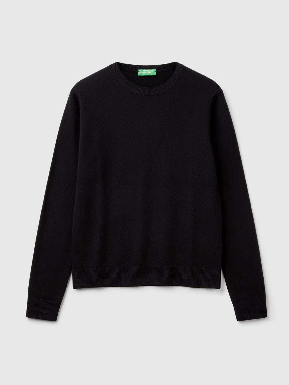 Camisola de gola redonda preta em pura lã Merino - ucb_image_FS