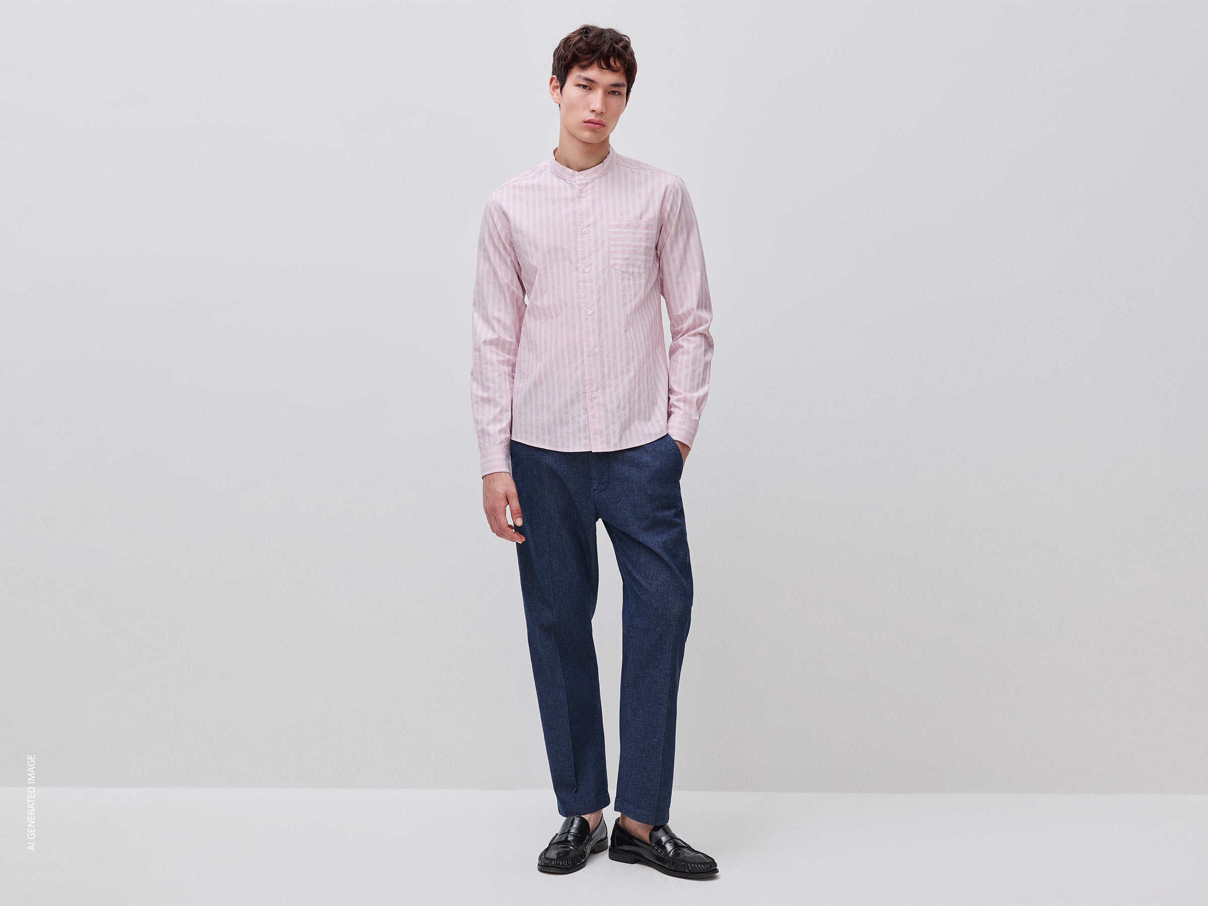 Camisa às riscas gola coreana - ucb_image_FY
