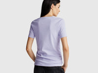 T-shirt em algodão puro com decote em V - ucb_image_B