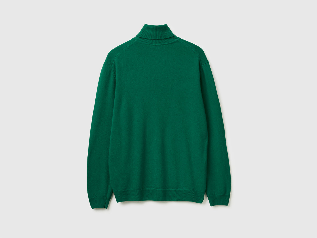 Camisola de gola alta verde floresta em pura lã Merino - ucb_image_BS