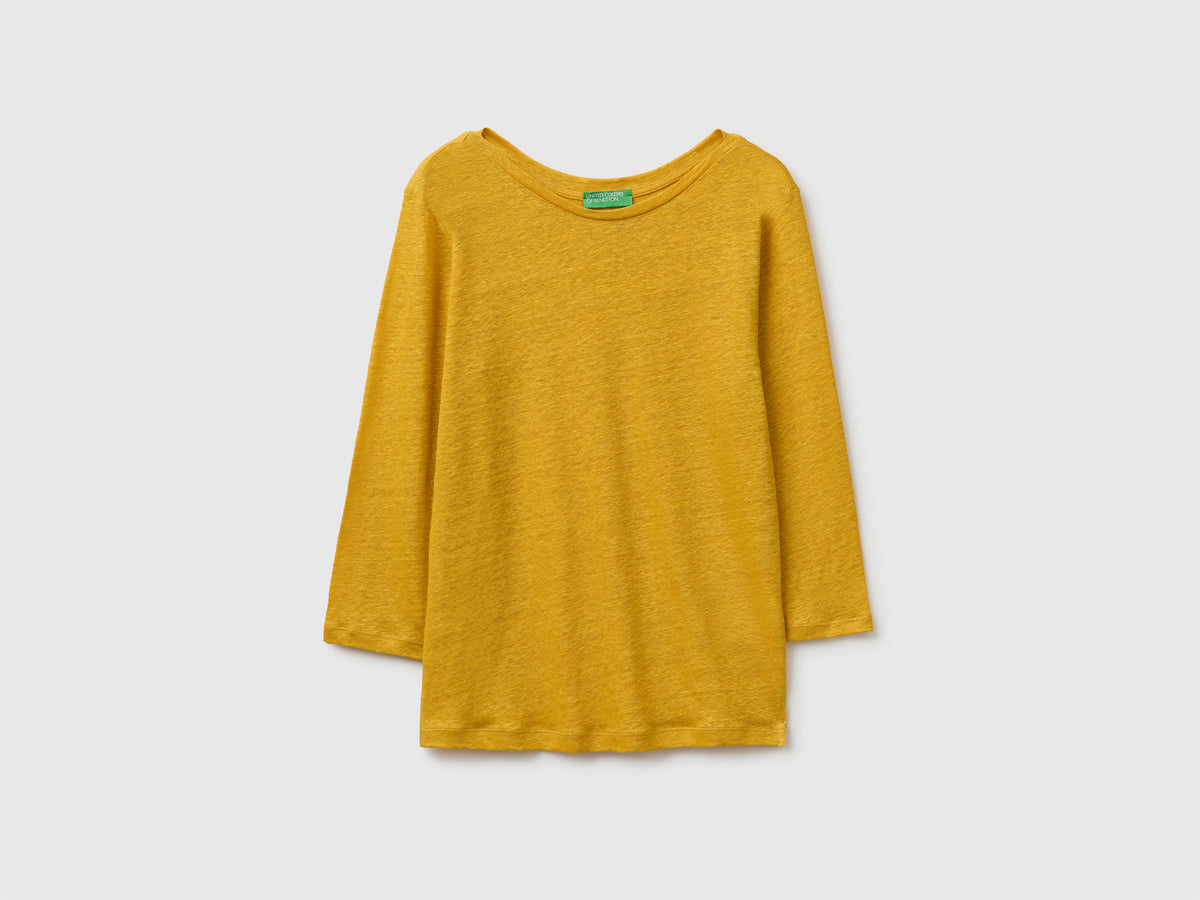 Boat-neck T-shirt in pure linen - ucb_image_FS