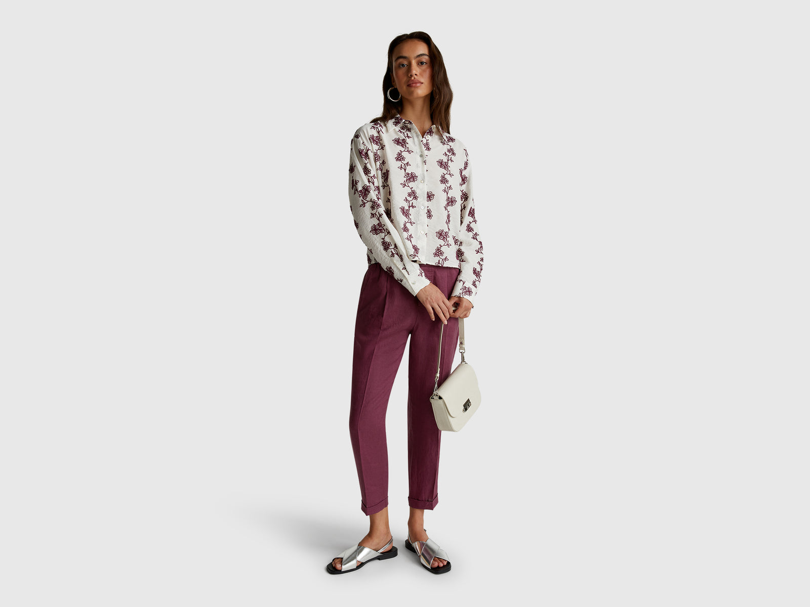 Regular fit pure linen trousers