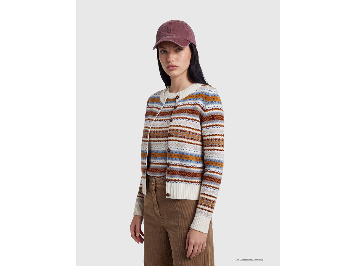 Wool blend jacquard cardigan