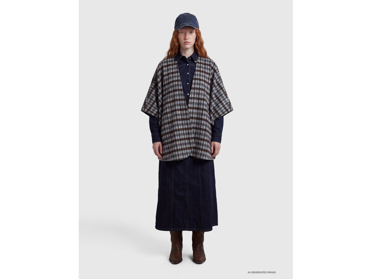 Reversible wool blend cape