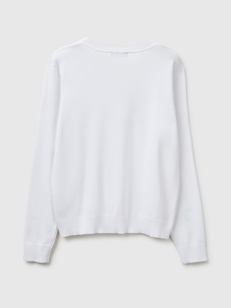 Camisola branca em algodão tricô com decote em V - ucb_image_BS