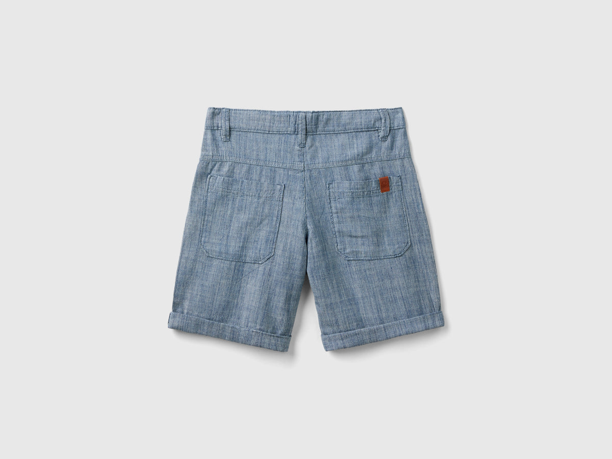 Shorts às riscas em chambray - ucb_image_BS