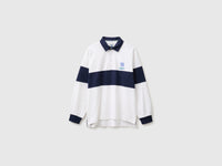 Polo branco e azul Benetton Rugby 100% algodão - ucb_image_FS