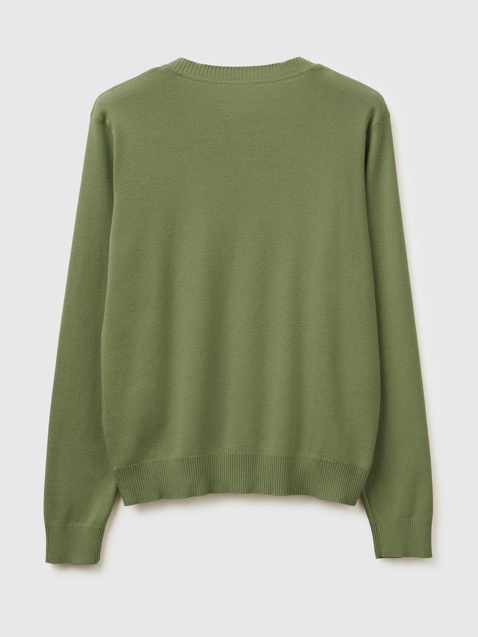 Olive green V-neck sweater in tricot cotton - ucb_image_BS