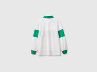 Polo branco e verde Benetton Rugby em algodão orgânico - ucb_image_BS
