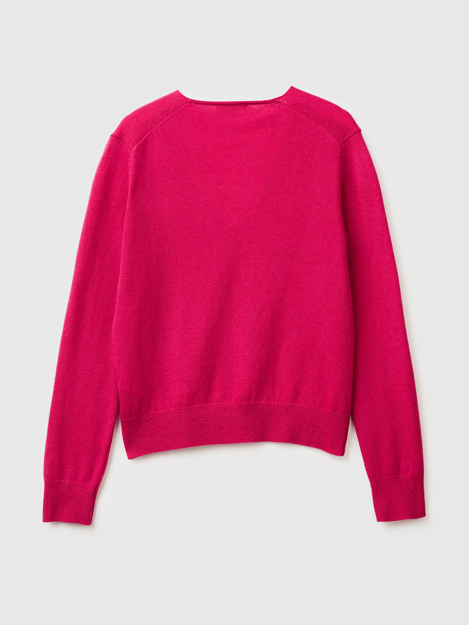 Camisola fúcsia com decote em V em pura lã Merino - ucb_image_BS