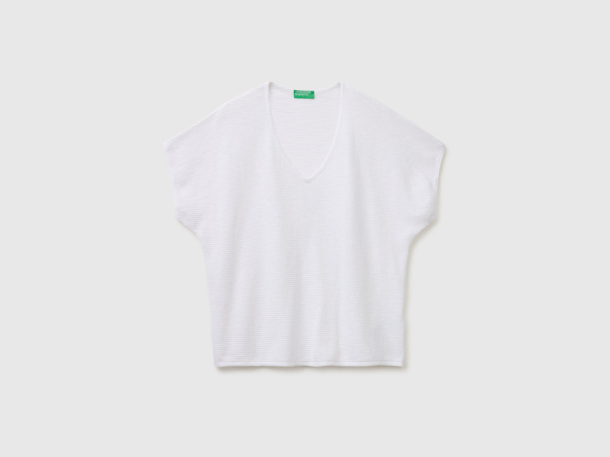 Camisola decote em V em mistura de linho - ucb_image_FS
