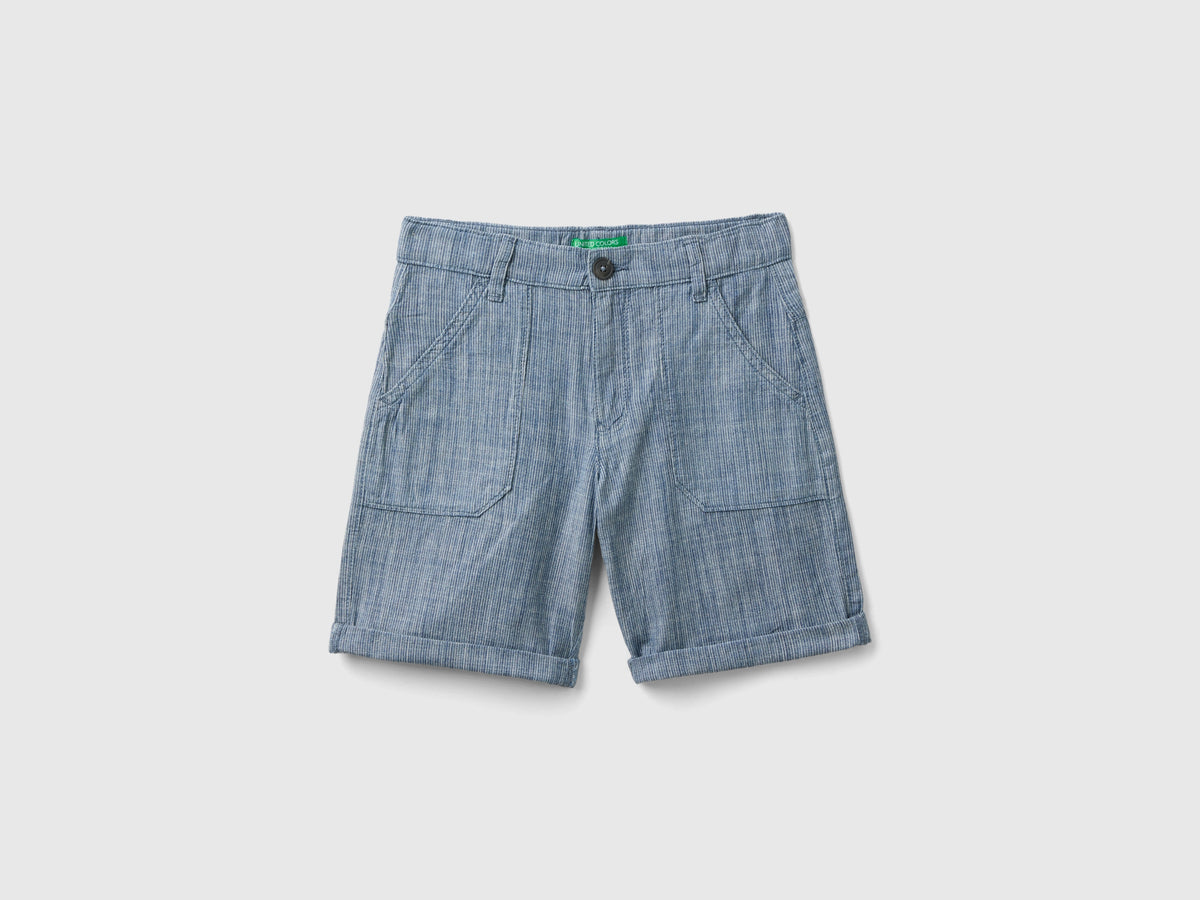Shorts às riscas em chambray - ucb_image_FS