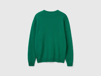 Camisola de gola redonda verde floresta em pura lã Merino - ucb_image_BS