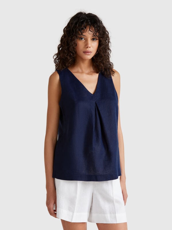 Blusa sem mangas em linho puro Mulher
