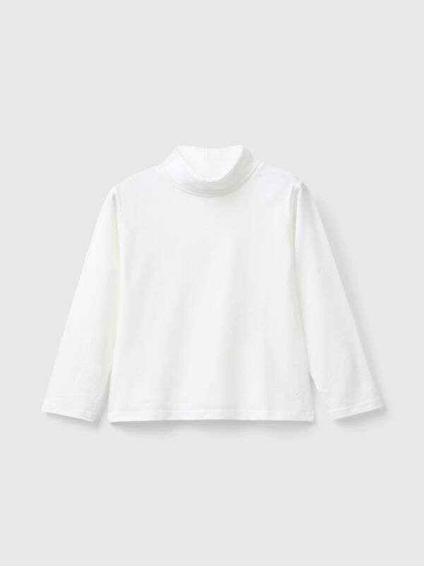 T-shirt de gola alta em algodão stretch Menina