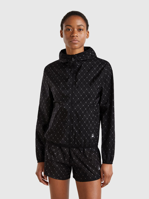 Jaqueta de nylon com estampa de logo Mulher