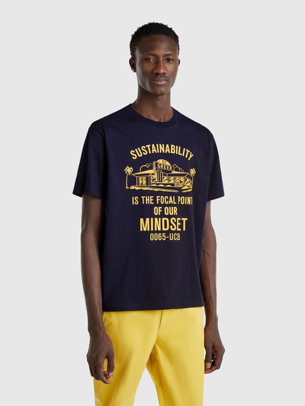 Camiseta com estampa de algodão orgânico Homem