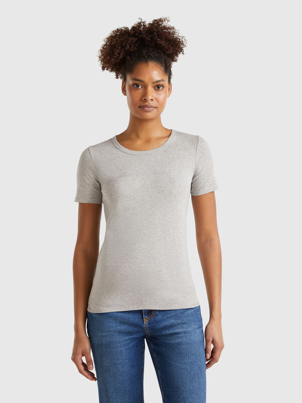 T-shirt 100% algodão com estampa logótipo glitter Mulher
