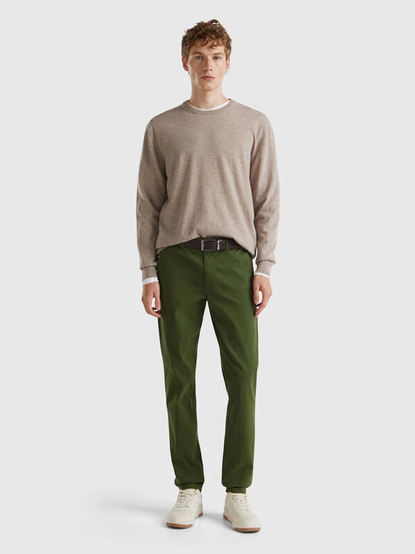 Chinos slim fit verde-oliva Homem