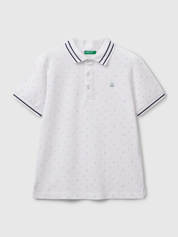Polo micro estampado em puro algodão Menino