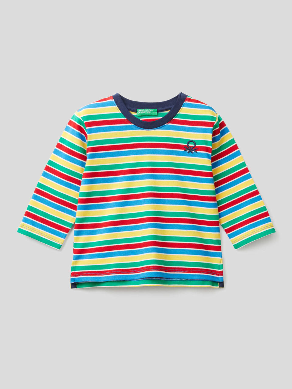 T-shirt às riscas em algodão orgânico image number 1