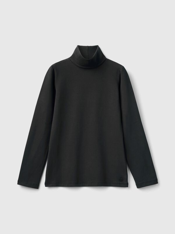 T-shirt stretch com gola alta Menina