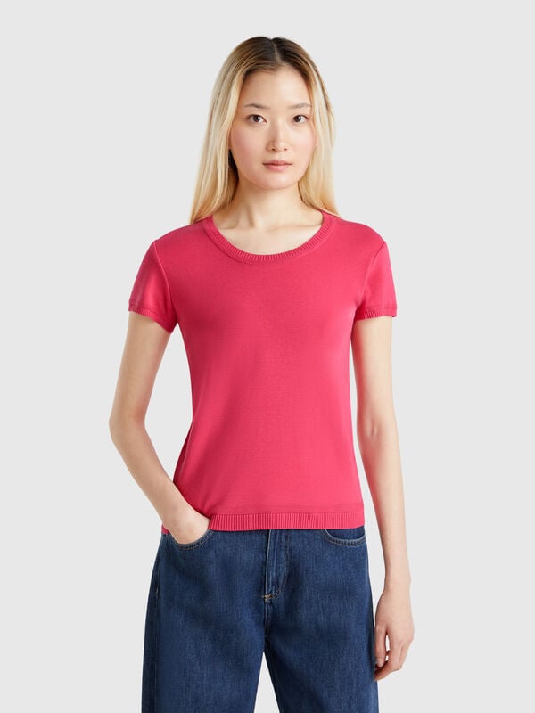 Camisola de manga curta em 100% algodão Mulher