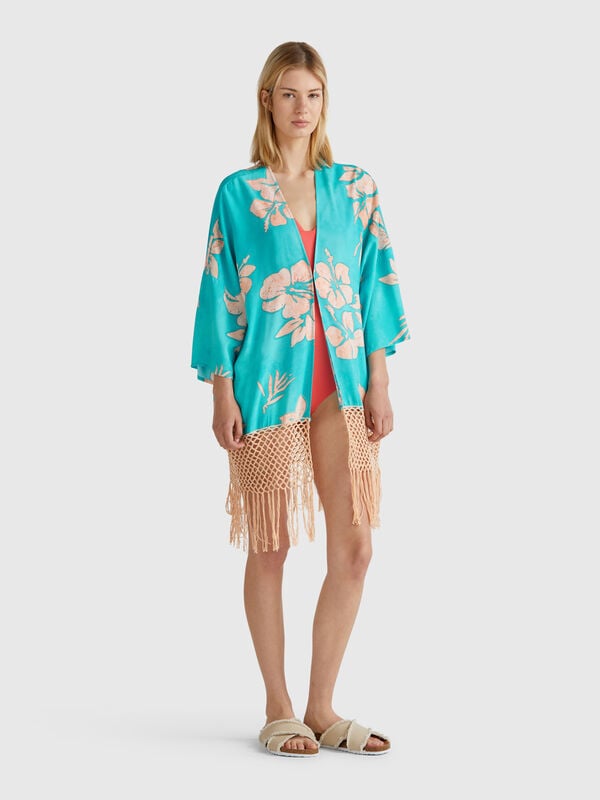Suéter quimono com estampa floral Mulher
