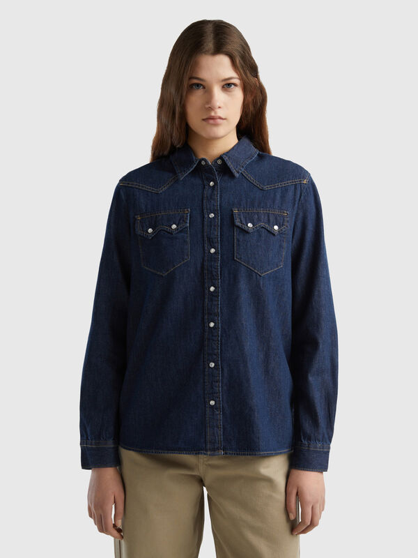 Camisa western de jeans Mulher