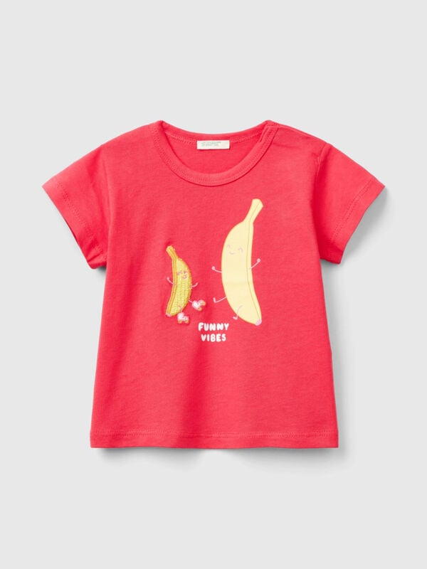 T-shirt com estampa e bordado Recém-nascido