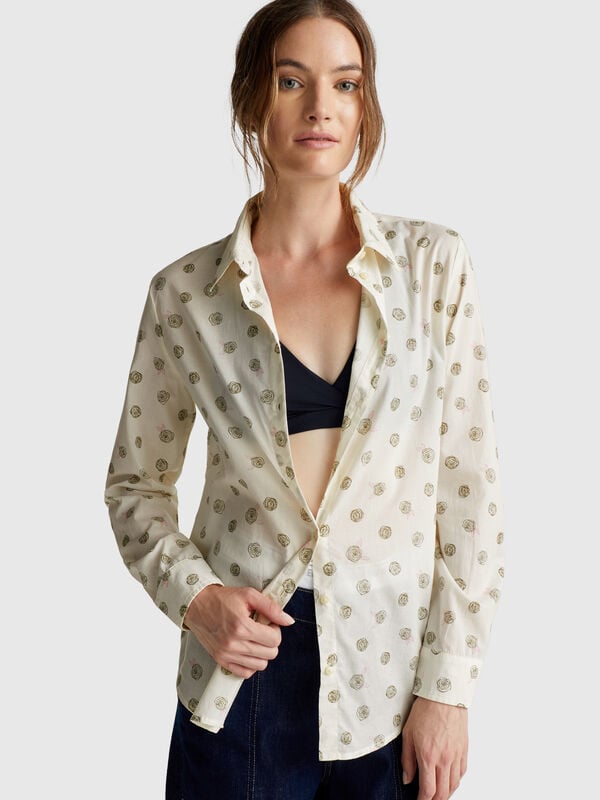 Camisa padrão em algodão leve Mulher