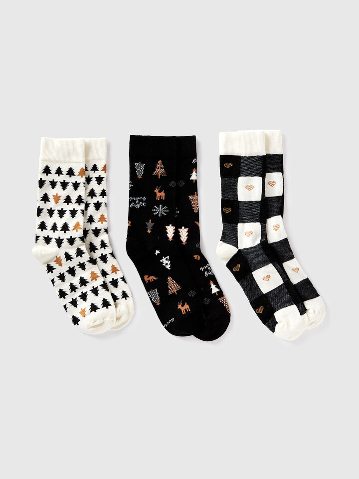 KNITTED SOCKS 3 PAIR Mulher