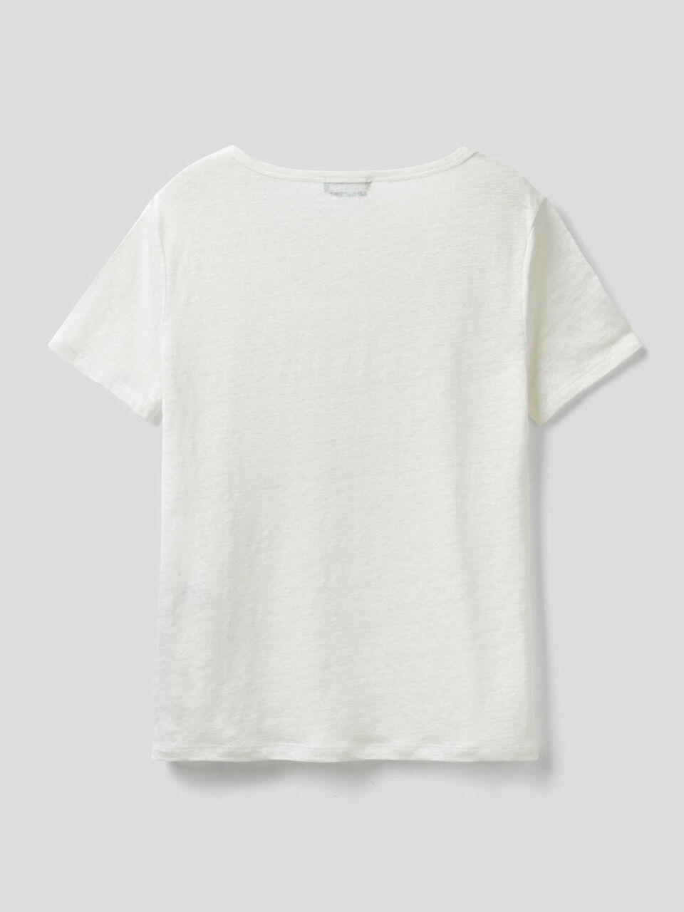 T-shirt de gola redonda em linho puro image number 2