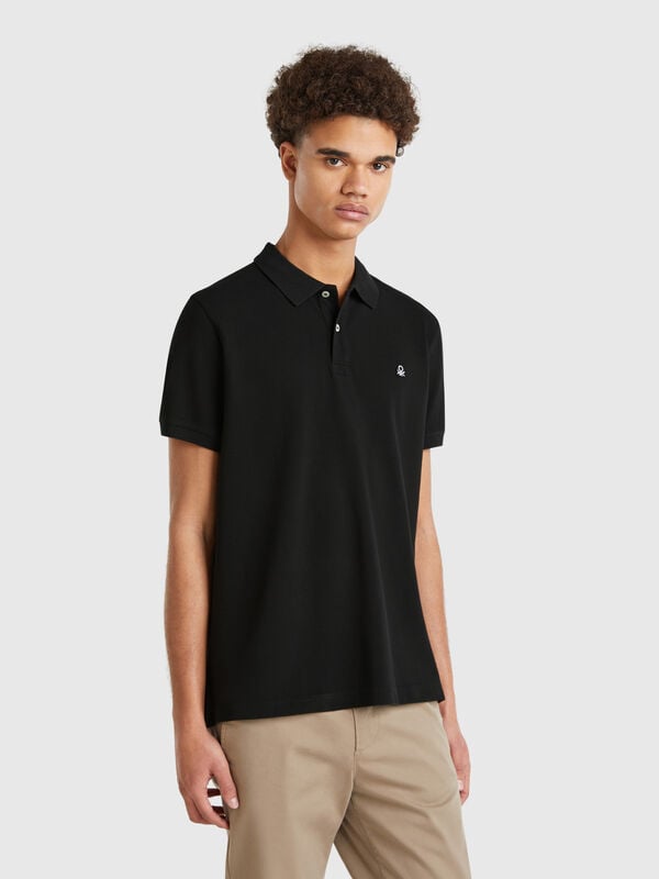 Polo regular fit preto Homem