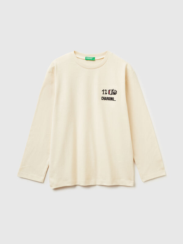 T-shirt em algodão quente com estampa Menino
