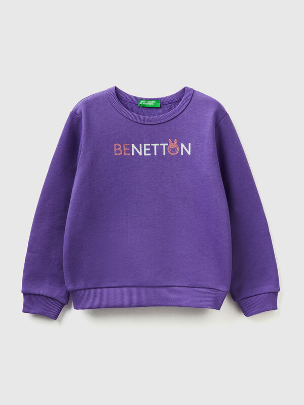 Sweat violeta em algodão orgânico com estampa glitter
